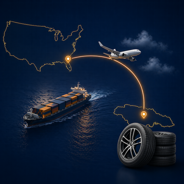 Tyres shipped from the USA to Jamaica